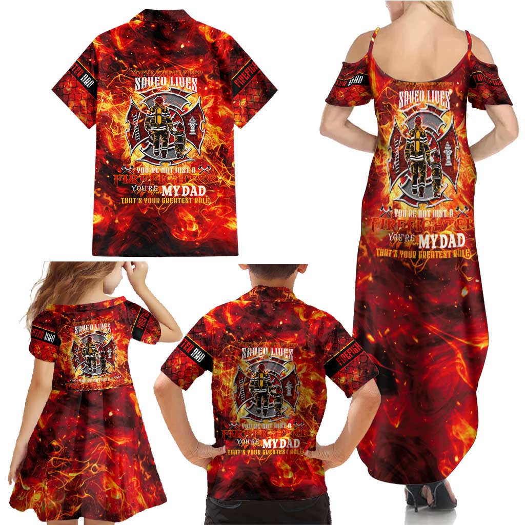 Firefighter Dad Family Matching Summer Maxi Dress and Hawaiian Shirt a Hero in the Flames - a Light in Our Lives