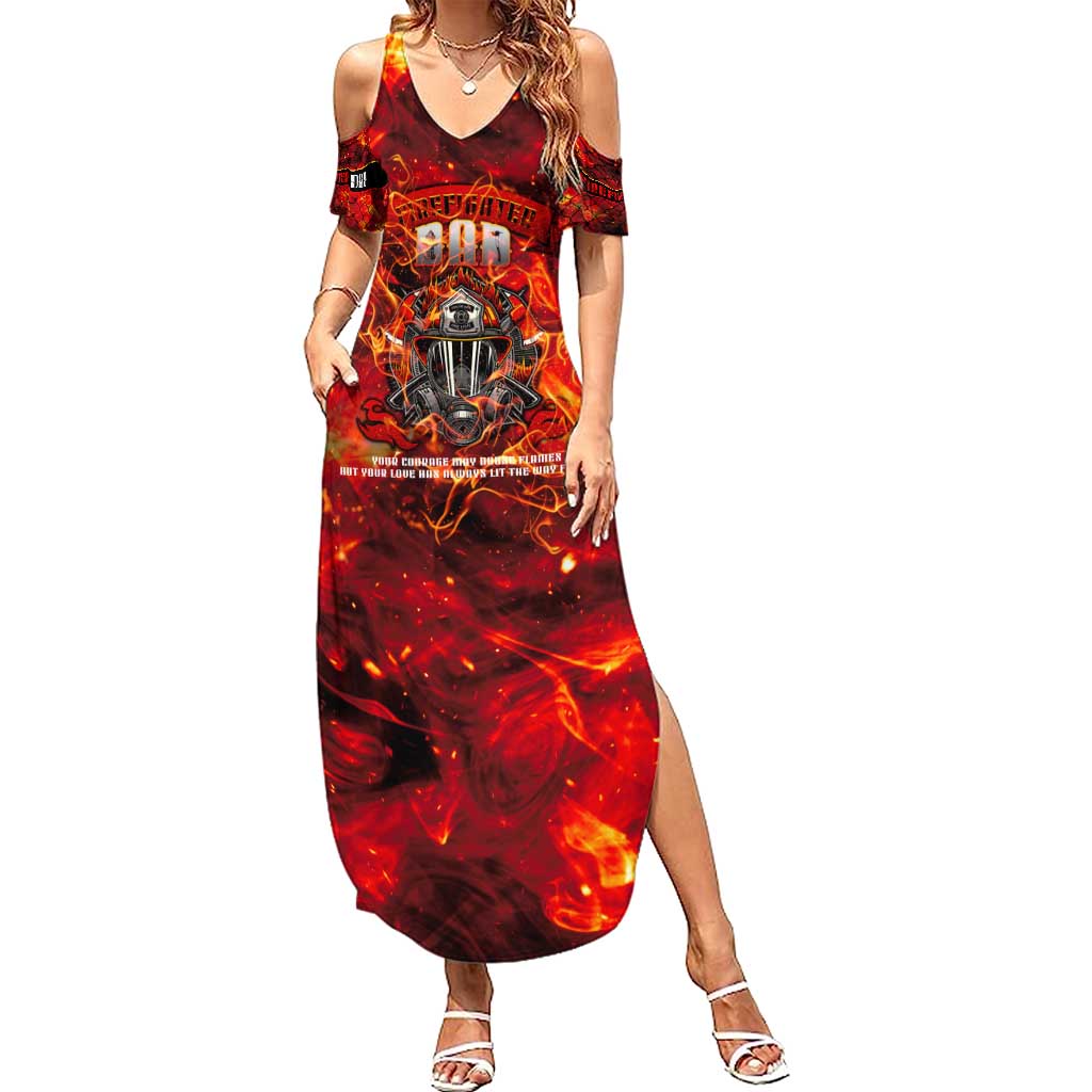 Firefighter Dad Family Matching Summer Maxi Dress and Hawaiian Shirt a Hero in the Flames - a Light in Our Lives