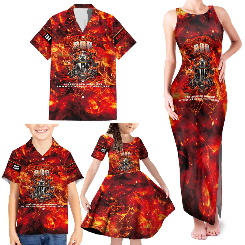 Firefighter Dad Family Matching Tank Maxi Dress and Hawaiian Shirt a Hero in the Flames - a Light in Our Lives