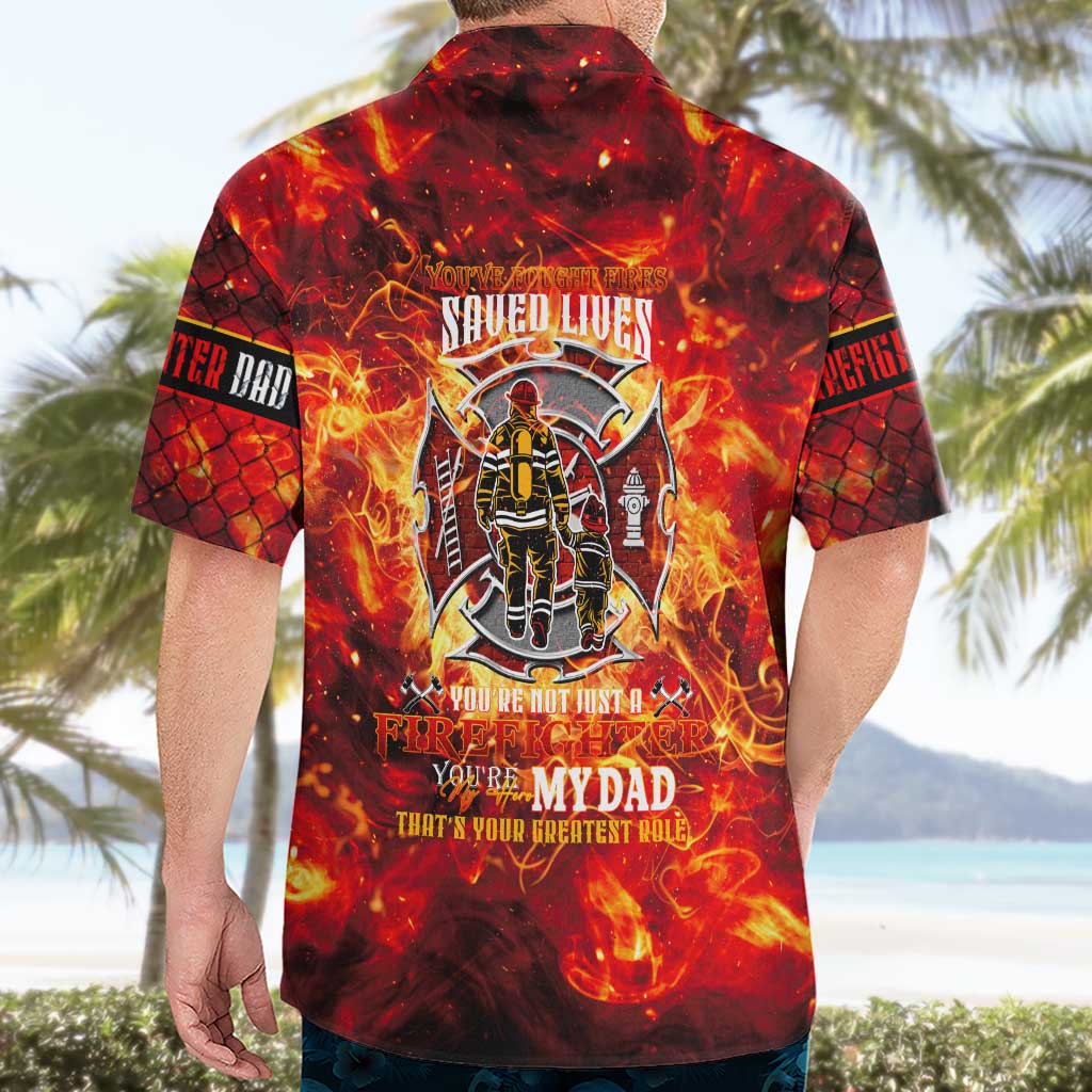Firefighter Dad Hawaiian Shirt a Hero in the Flames - a Light in Our Lives