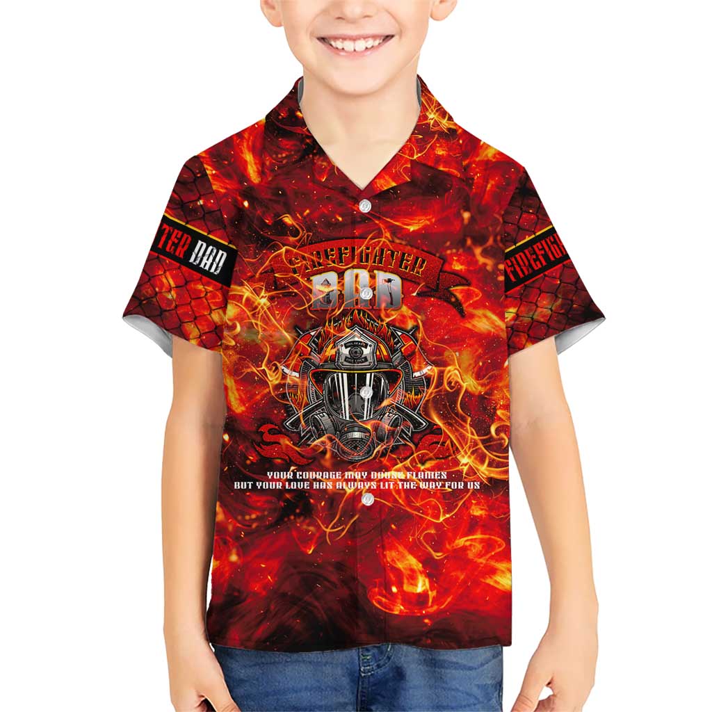 Firefighter Dad Kid Hawaiian Shirt a Hero in the Flames - a Light in Our Lives