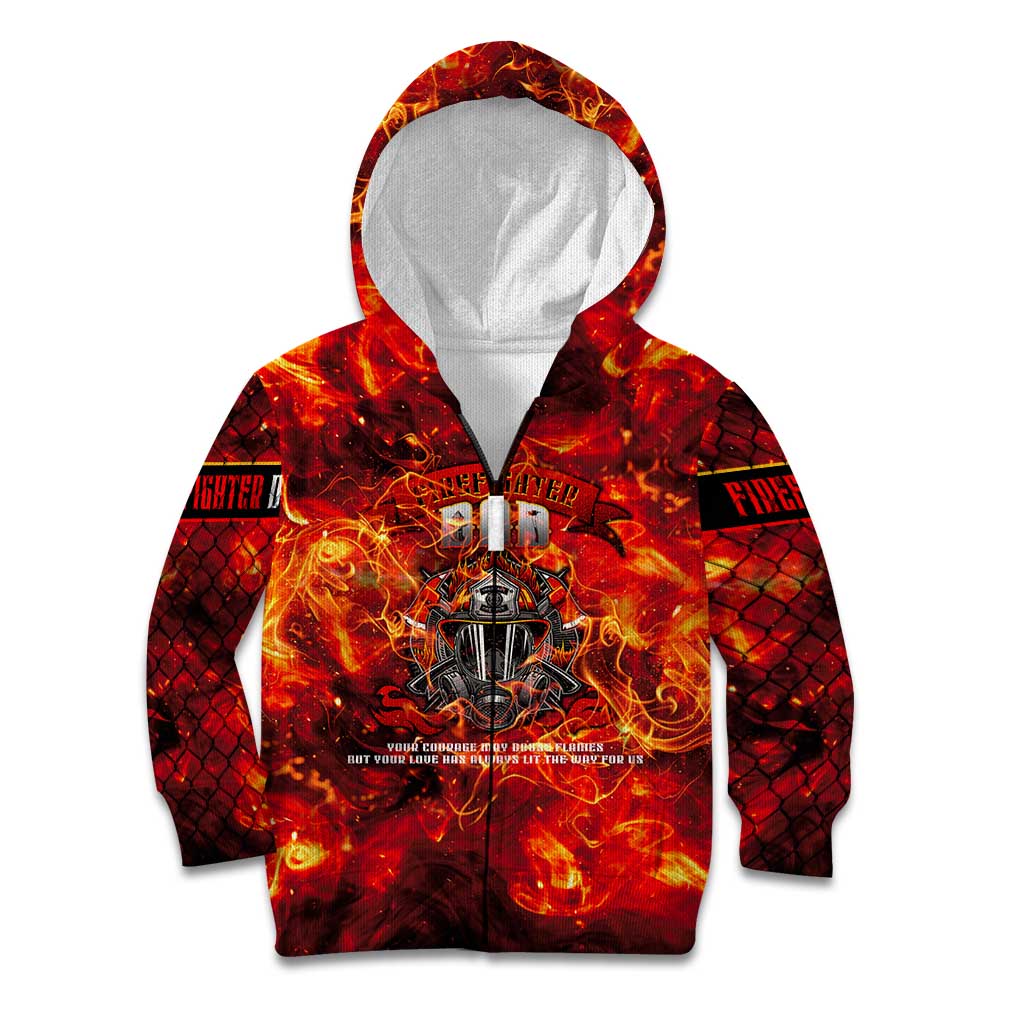 Firefighter Dad Kid Hoodie a Hero in the Flames - a Light in Our Lives