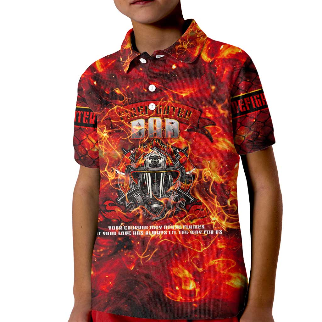 Firefighter Dad Kid Polo Shirt a Hero in the Flames - a Light in Our Lives