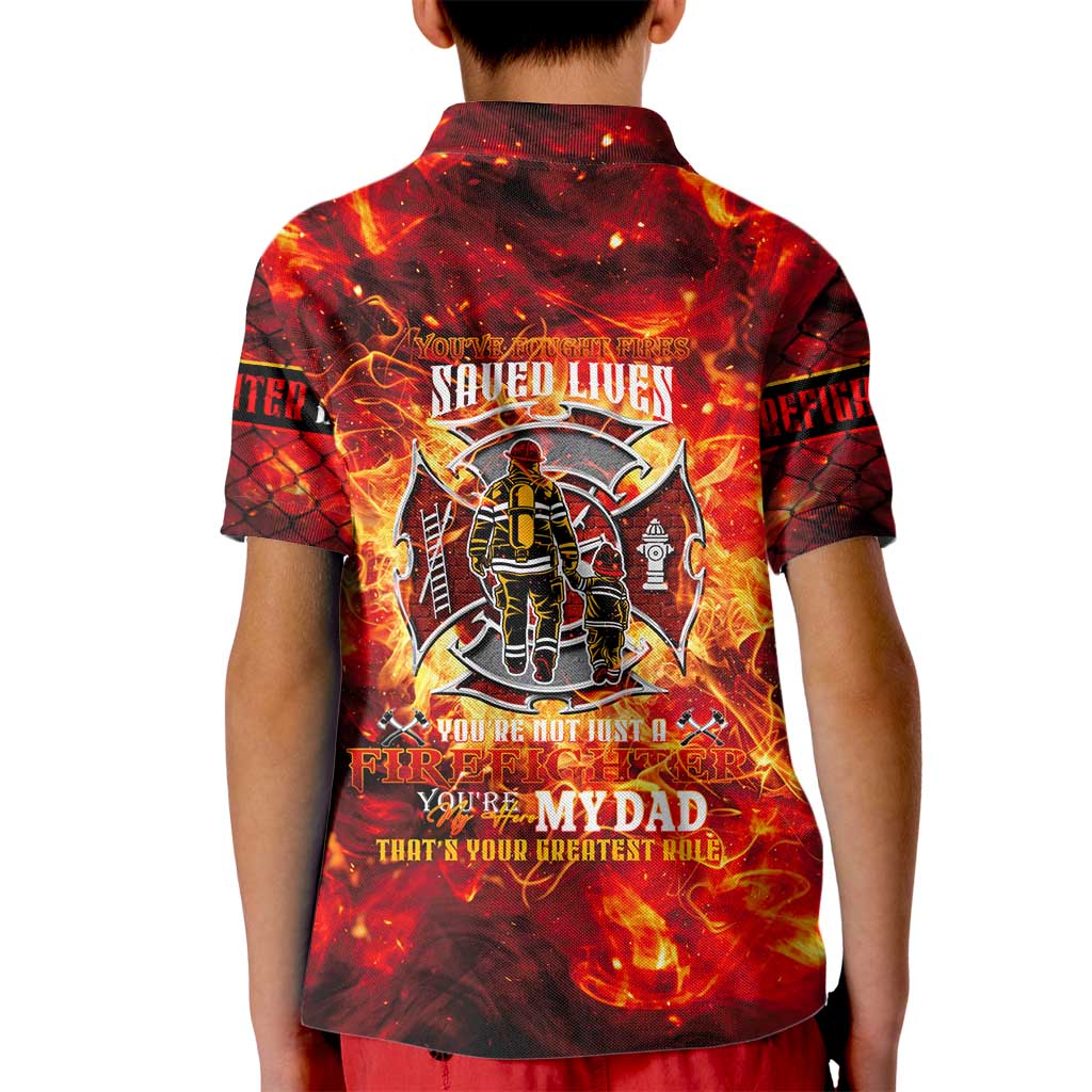 Firefighter Dad Kid Polo Shirt a Hero in the Flames - a Light in Our Lives