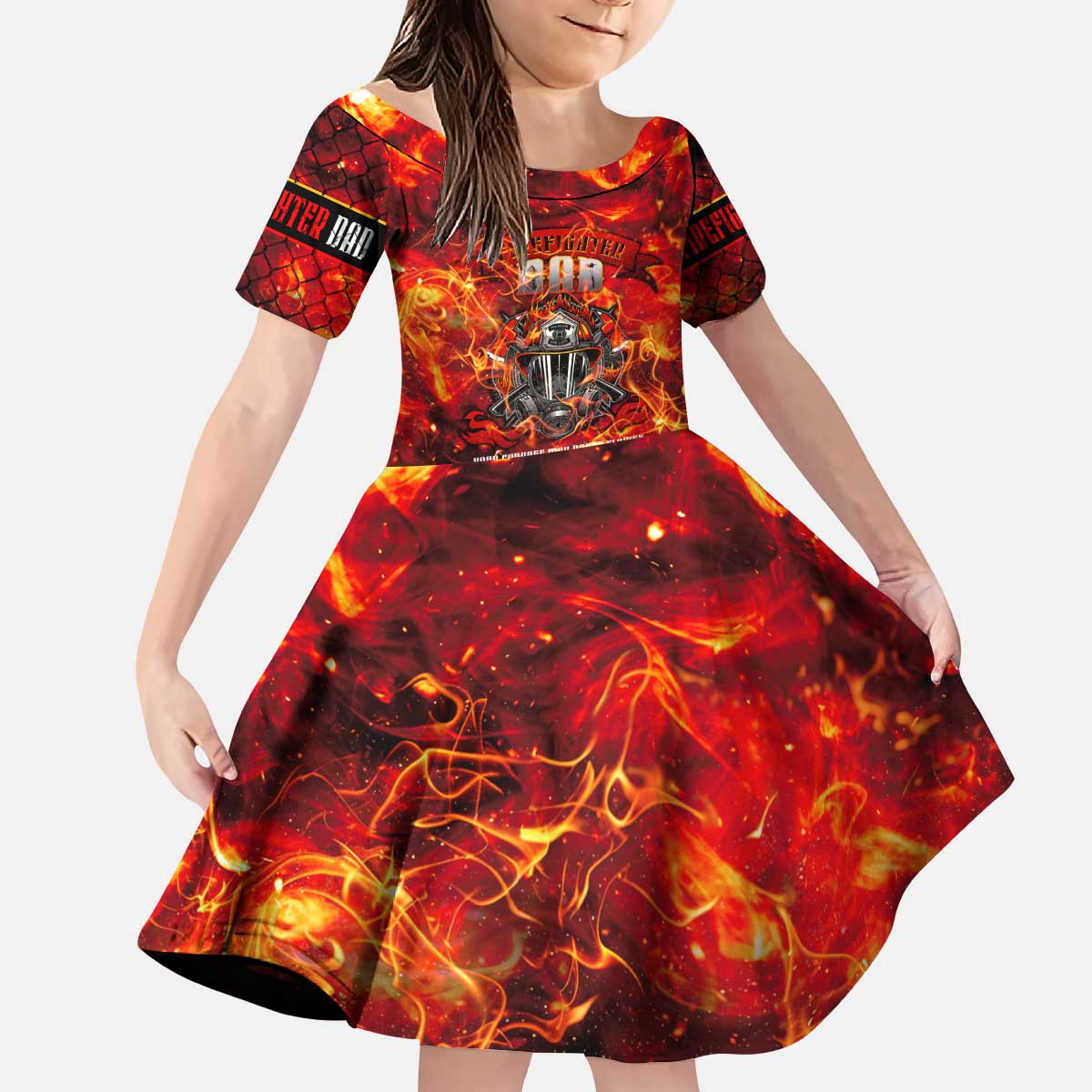 Firefighter Dad Kid Short Sleeve Dress a Hero in the Flames - a Light in Our Lives
