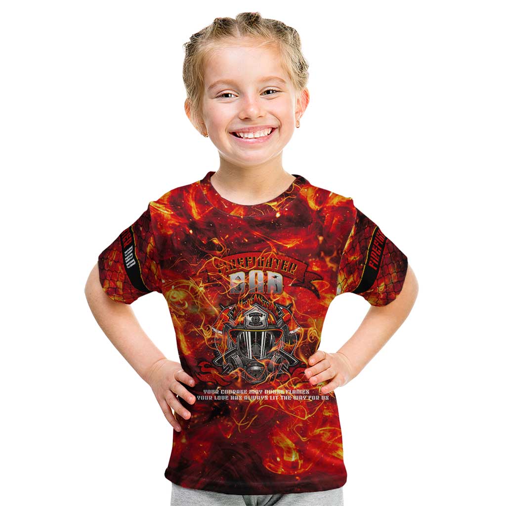 Firefighter Dad Kid T Shirt a Hero in the Flames - a Light in Our Lives