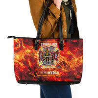 Firefighter Dad Leather Tote Bag a Hero in the Flames - a Light in Our Lives