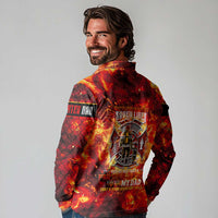 Firefighter Dad Long Sleeve Polo Shirt a Hero in the Flames - a Light in Our Lives