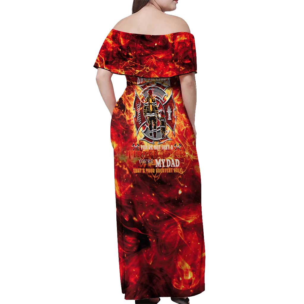 Firefighter Dad Off Shoulder Maxi Dress a Hero in the Flames - a Light in Our Lives