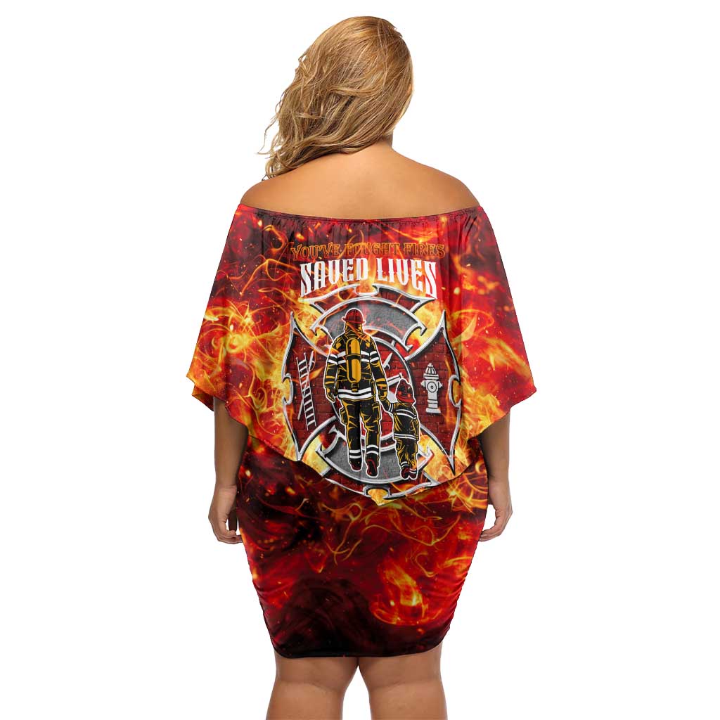 Firefighter Dad Off Shoulder Short Dress a Hero in the Flames - a Light in Our Lives