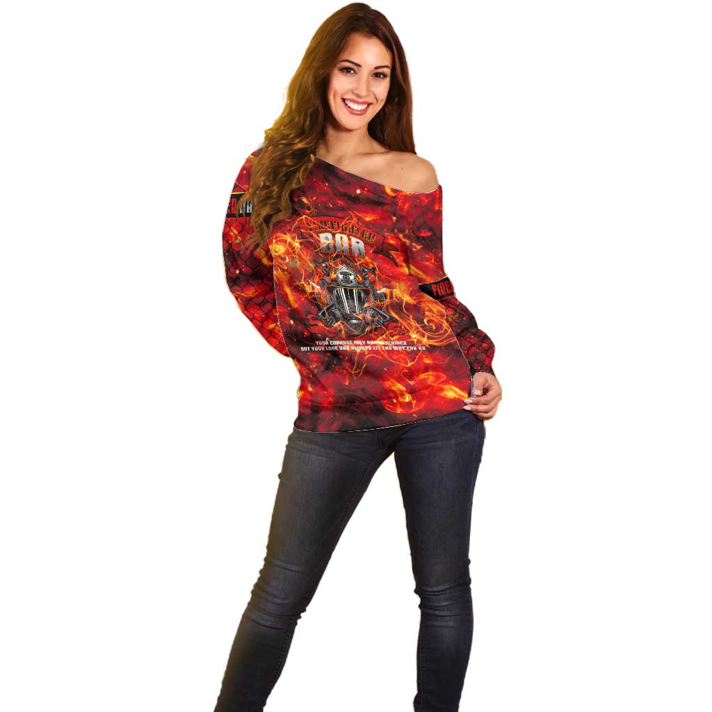 Firefighter Dad Off Shoulder Sweater a Hero in the Flames - a Light in Our Lives