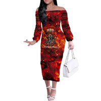 Firefighter Dad Off The Shoulder Long Sleeve Dress a Hero in the Flames - a Light in Our Lives