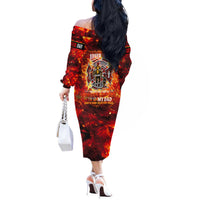 Firefighter Dad Off The Shoulder Long Sleeve Dress a Hero in the Flames - a Light in Our Lives