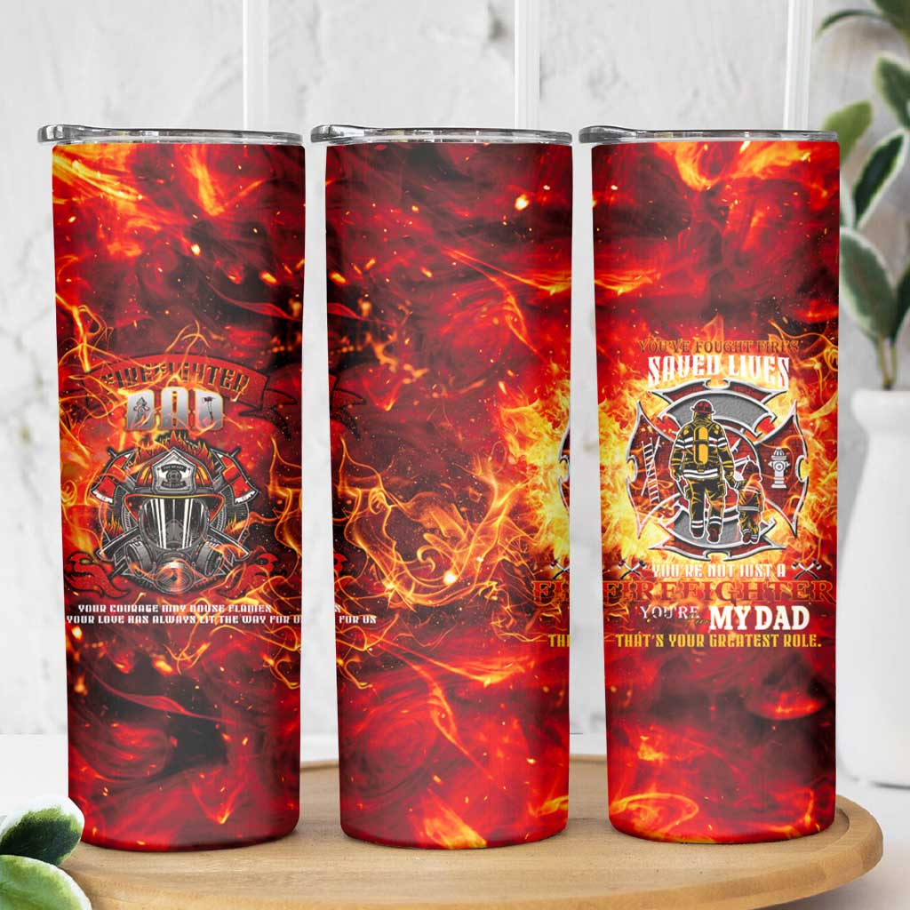 Firefighter Dad Skinny Tumbler a Hero in the Flames - a Light in Our Lives