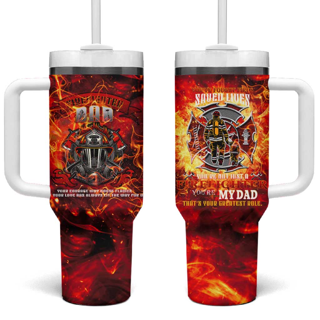 Firefighter Dad Tumbler With Handle a Hero in the Flames - a Light in Our Lives