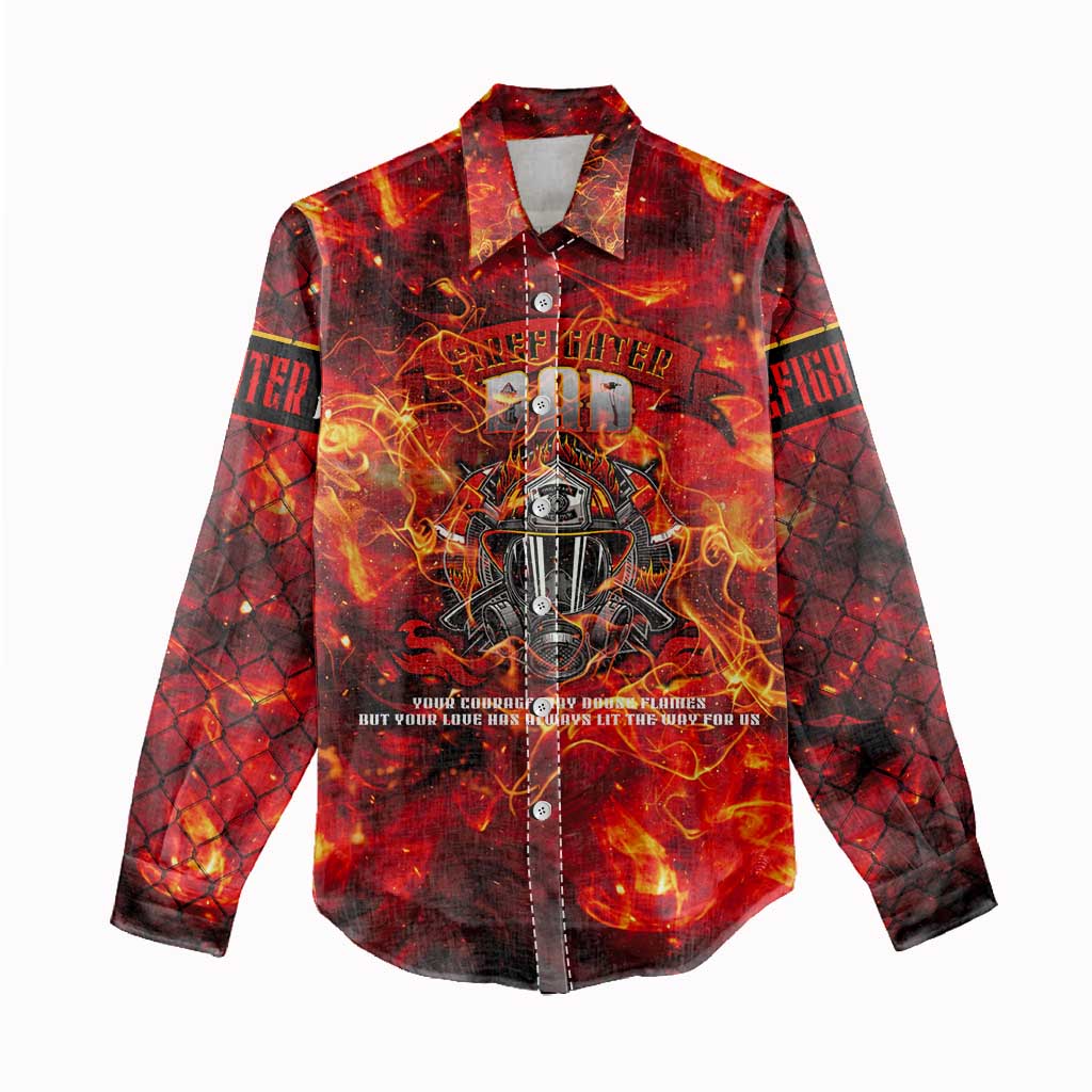 Firefighter Dad Women Casual Shirt a Hero in the Flames - a Light in Our Lives
