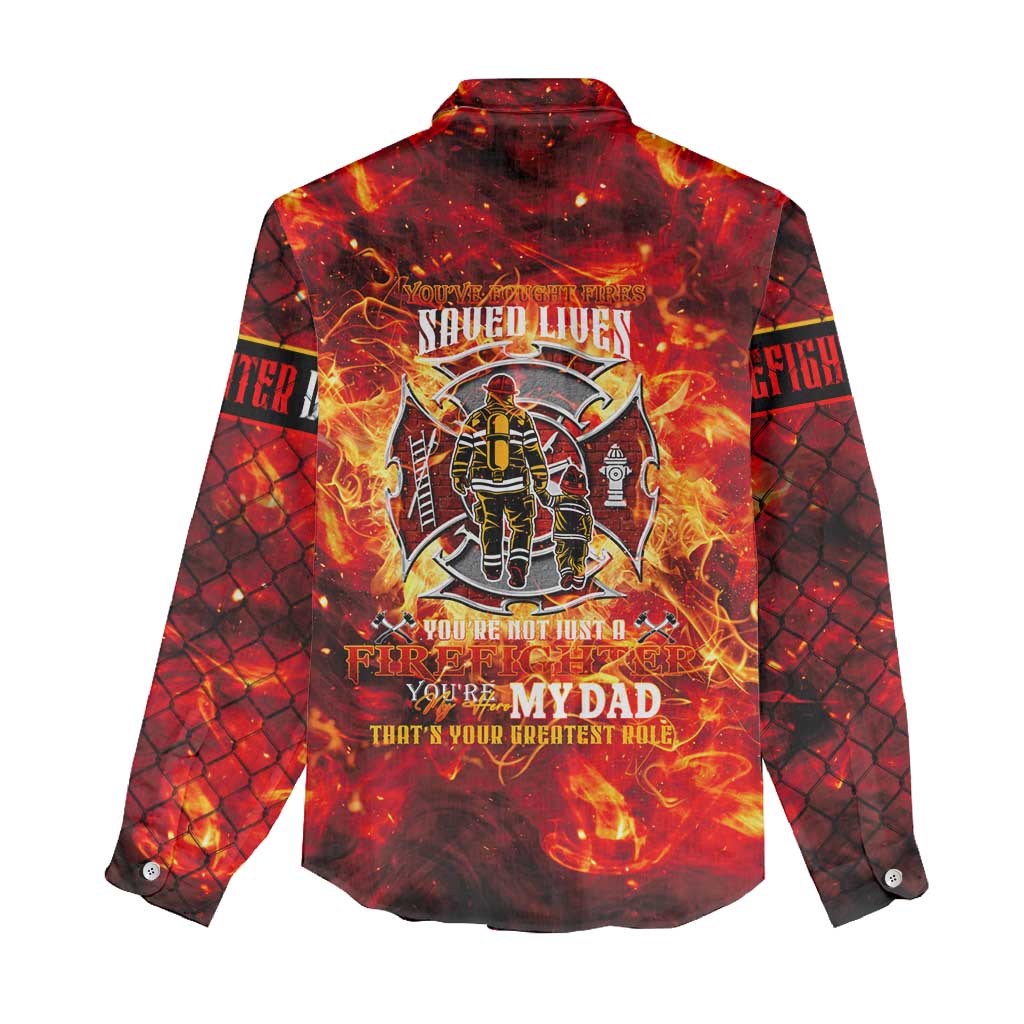 Firefighter Dad Women Casual Shirt a Hero in the Flames - a Light in Our Lives