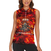 Firefighter Dad Women Sleeveless Polo Shirt a Hero in the Flames - a Light in Our Lives