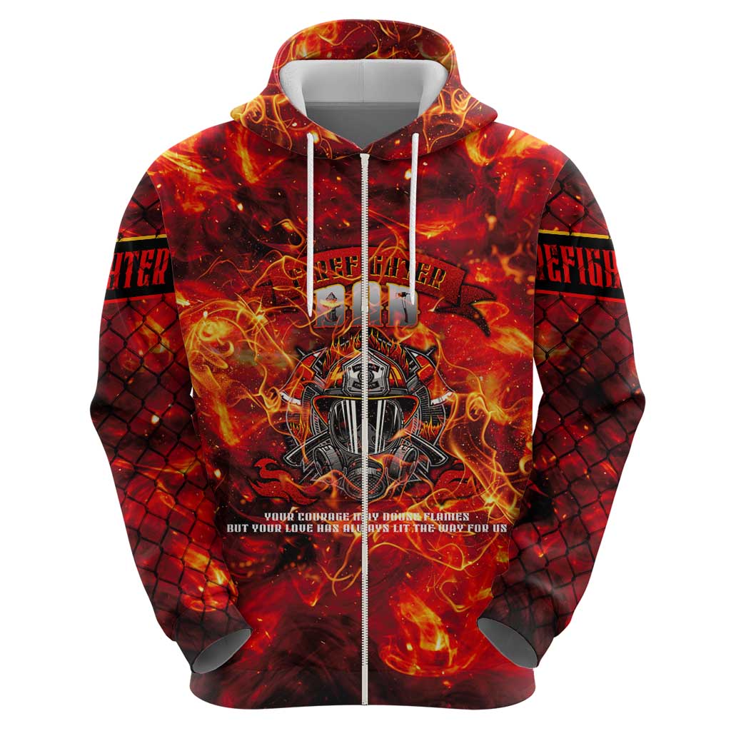 Firefighter Dad Zip Hoodie a Hero in the Flames - a Light in Our Lives