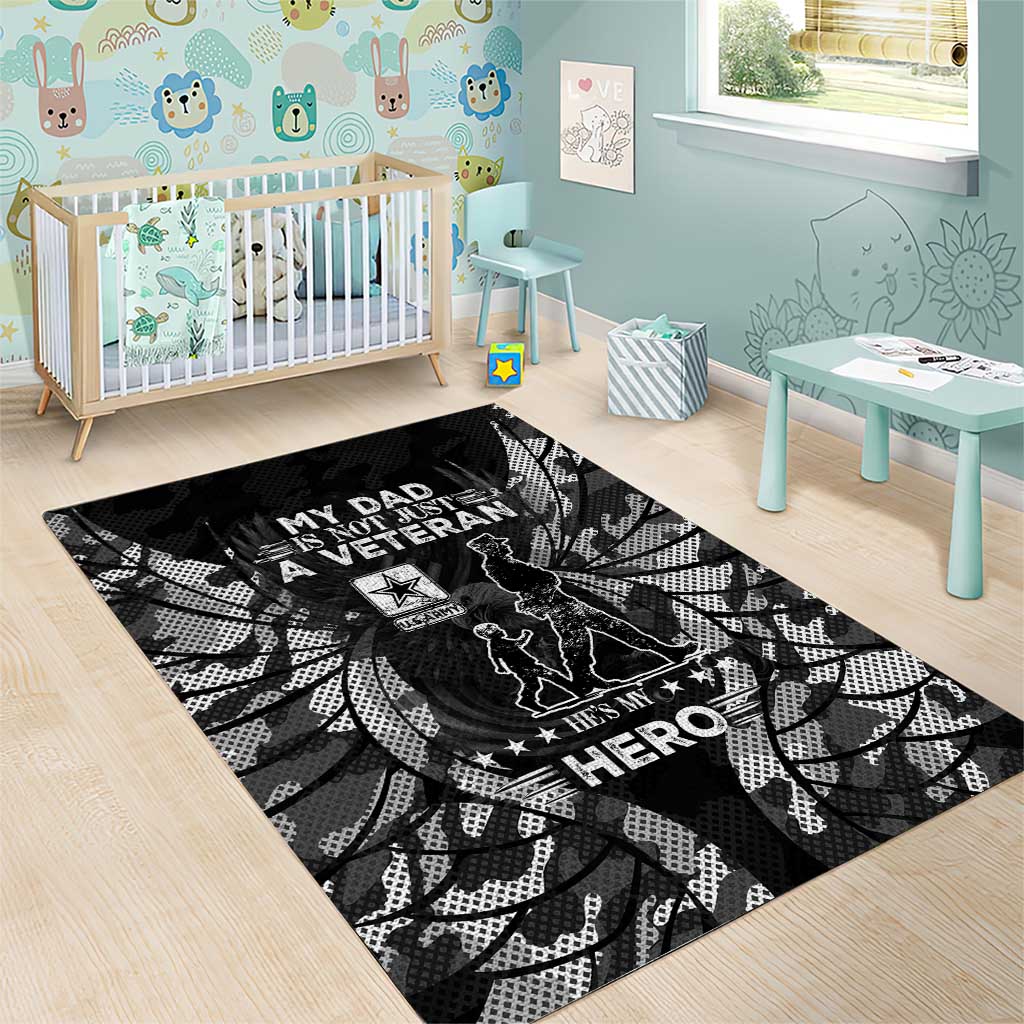 Veteran Fathers Day Area Rug My Dad is Not Just a Veteran, He's My Hero - Wonder Print Shop