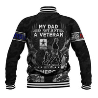 Veteran Fathers Day Baseball Jacket My Dad is Not Just a Veteran, He's My Hero - Wonder Print Shop