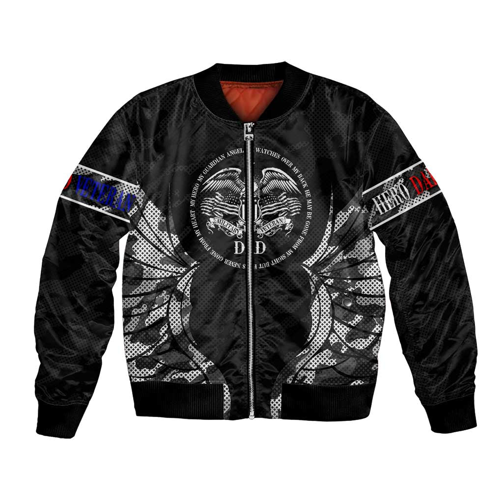 Veteran Fathers Day Bomber Jacket My Dad is Not Just a Veteran, He's My Hero - Wonder Print Shop