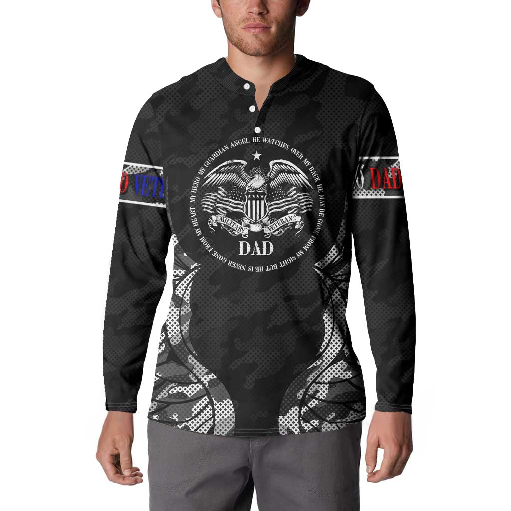 Veteran Fathers Day Button Sweatshirt My Dad is Not Just a Veteran, He's My Hero - Wonder Print Shop