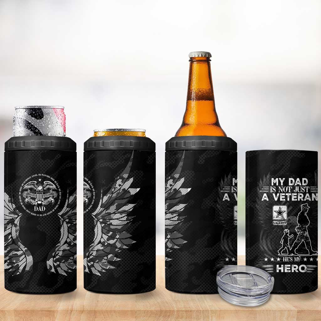 Veteran Fathers Day 4 in 1 Can Cooler Tumbler My Dad is Not Just a Veteran, He's My Hero - Wonder Print Shop