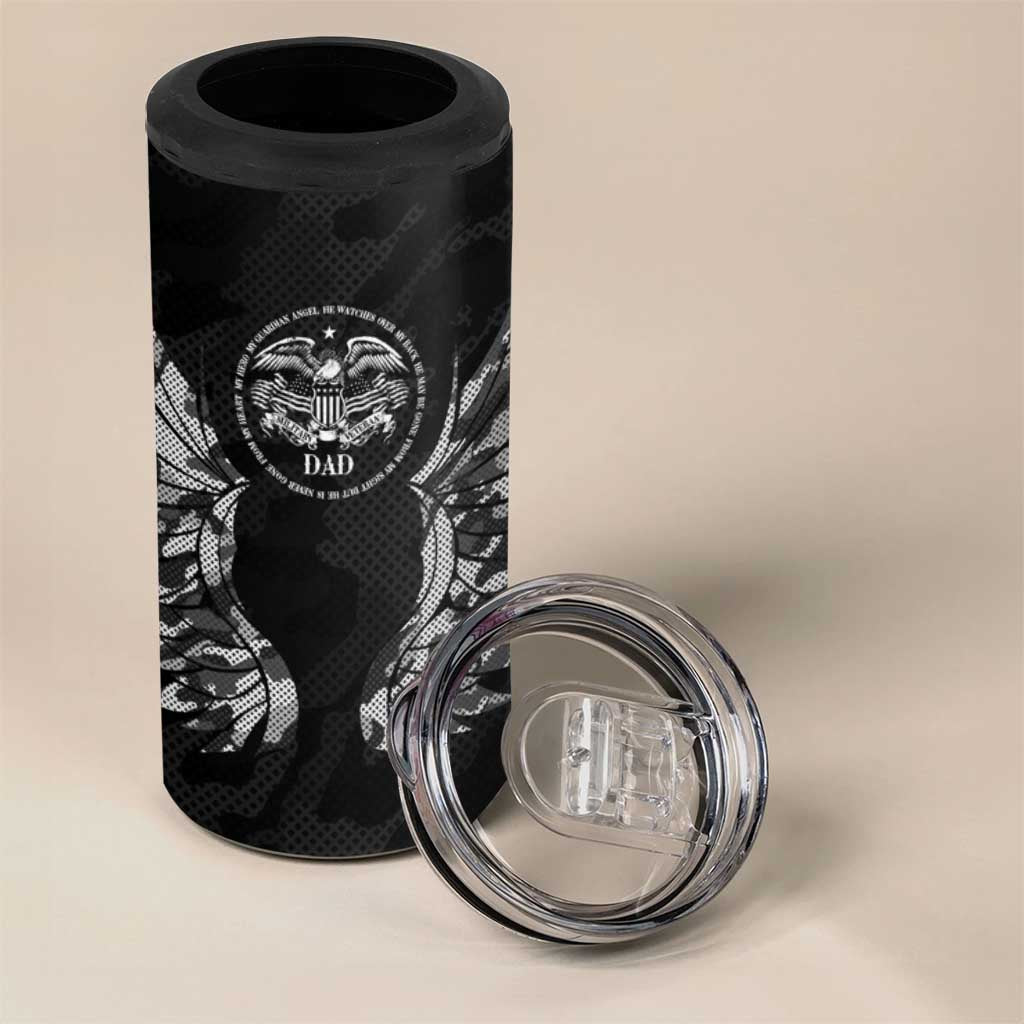 Veteran Fathers Day 4 in 1 Can Cooler Tumbler My Dad is Not Just a Veteran, He's My Hero - Wonder Print Shop