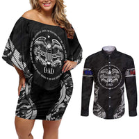 Veteran Fathers Day Couples Matching Off Shoulder Short Dress and Long Sleeve Button Shirt My Dad is Not Just a Veteran, He's My Hero - Wonder Print Shop