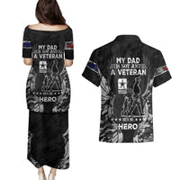 Veteran Fathers Day Couples Matching Puletasi and Hawaiian Shirt My Dad is Not Just a Veteran, He's My Hero - Wonder Print Shop