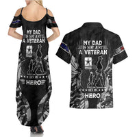Veteran Fathers Day Couples Matching Summer Maxi Dress and Hawaiian Shirt My Dad is Not Just a Veteran, He's My Hero - Wonder Print Shop