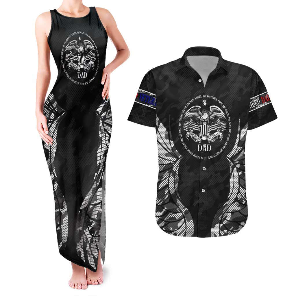 Veteran Fathers Day Couples Matching Tank Maxi Dress and Hawaiian Shirt My Dad is Not Just a Veteran, He's My Hero - Wonder Print Shop