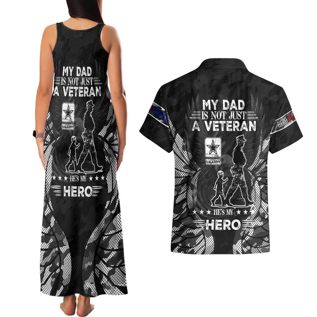 Veteran Fathers Day Couples Matching Tank Maxi Dress and Hawaiian Shirt My Dad is Not Just a Veteran, He's My Hero - Wonder Print Shop