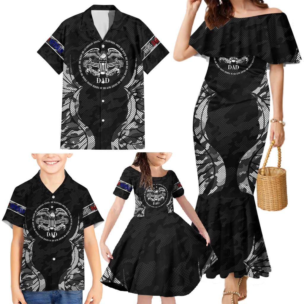 Veteran Fathers Day Family Matching Mermaid Dress and Hawaiian Shirt My Dad is Not Just a Veteran, He's My Hero - Wonder Print Shop