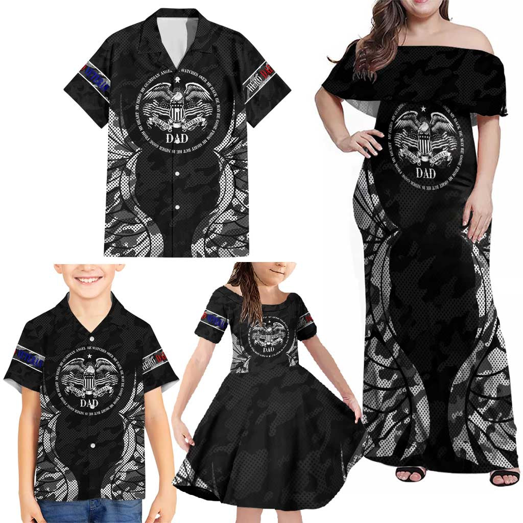 Veteran Fathers Day Family Matching Off Shoulder Maxi Dress and Hawaiian Shirt My Dad is Not Just a Veteran, He's My Hero - Wonder Print Shop