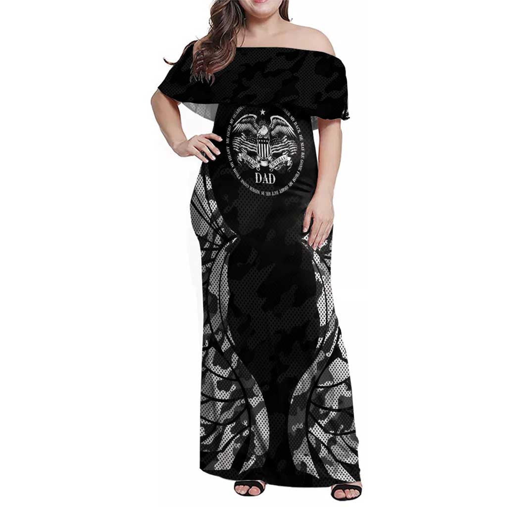 Veteran Fathers Day Family Matching Off Shoulder Maxi Dress and Hawaiian Shirt My Dad is Not Just a Veteran, He's My Hero - Wonder Print Shop