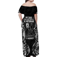 Veteran Fathers Day Family Matching Off Shoulder Maxi Dress and Hawaiian Shirt My Dad is Not Just a Veteran, He's My Hero - Wonder Print Shop