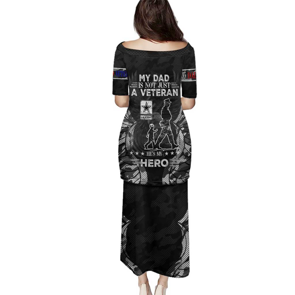 Veteran Fathers Day Family Matching Puletasi and Hawaiian Shirt My Dad is Not Just a Veteran, He's My Hero - Wonder Print Shop