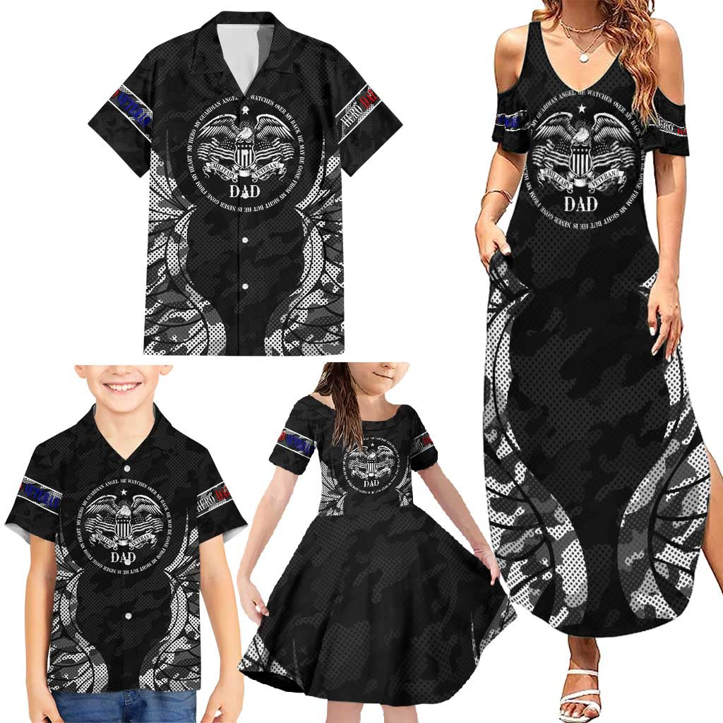 Veteran Fathers Day Family Matching Summer Maxi Dress and Hawaiian Shirt My Dad is Not Just a Veteran, He's My Hero - Wonder Print Shop