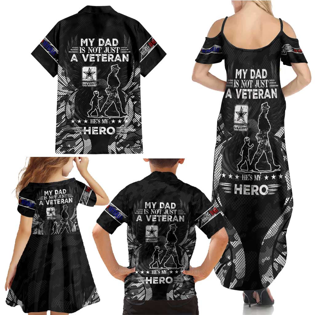 Veteran Fathers Day Family Matching Summer Maxi Dress and Hawaiian Shirt My Dad is Not Just a Veteran, He's My Hero - Wonder Print Shop