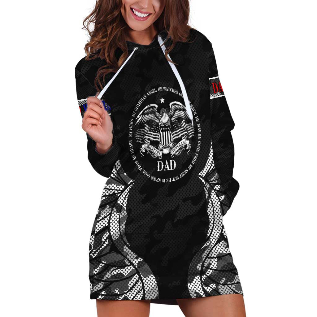 Veteran Fathers Day Hoodie Dress My Dad is Not Just a Veteran, He's My Hero - Wonder Print Shop