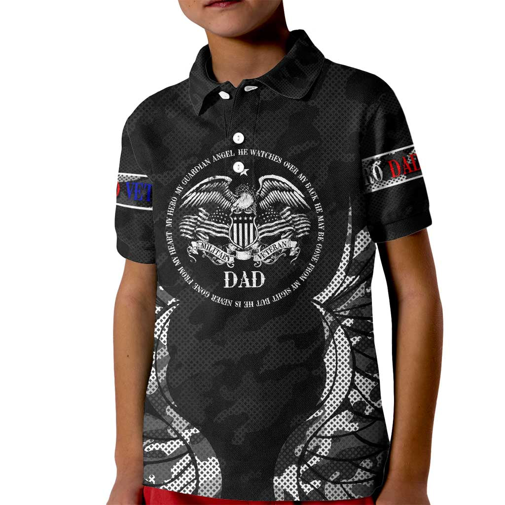 Veteran Fathers Day Kid Polo Shirt My Dad is Not Just a Veteran, He's My Hero - Wonder Print Shop