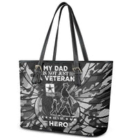 Veteran Fathers Day Leather Tote Bag My Dad is Not Just a Veteran, He's My Hero - Wonder Print Shop