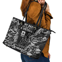 Veteran Fathers Day Leather Tote Bag My Dad is Not Just a Veteran, He's My Hero - Wonder Print Shop