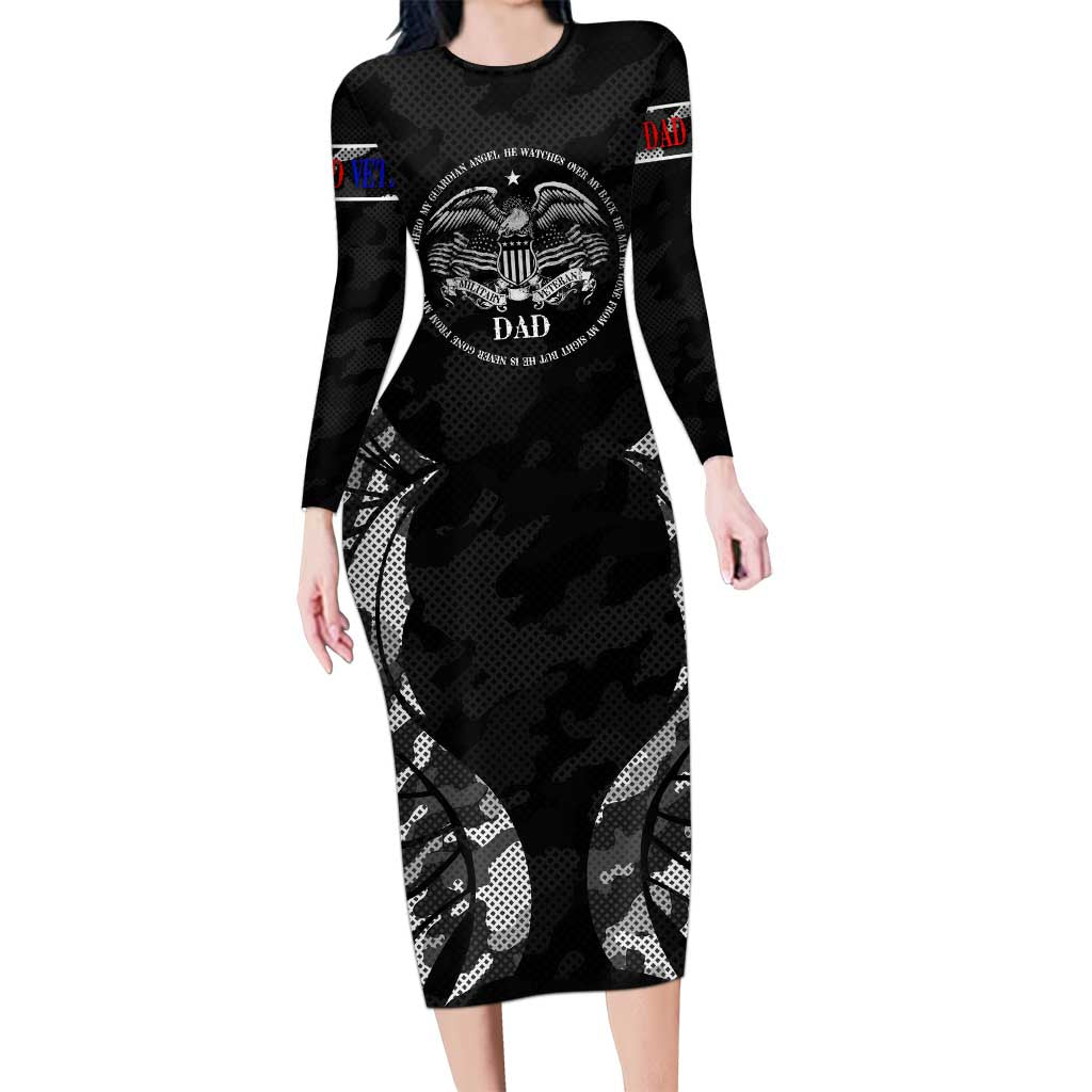 Veteran Fathers Day Long Sleeve Bodycon Dress My Dad is Not Just a Veteran, He's My Hero - Wonder Print Shop