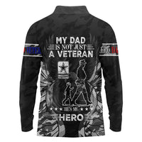 Veteran Fathers Day Long Sleeve Polo Shirt My Dad is Not Just a Veteran, He's My Hero - Wonder Print Shop