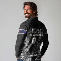 Veteran Fathers Day Long Sleeve Polo Shirt My Dad is Not Just a Veteran, He's My Hero - Wonder Print Shop