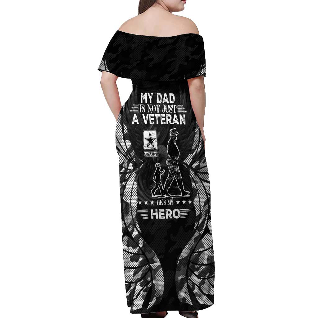 Veteran Fathers Day Off Shoulder Maxi Dress My Dad is Not Just a Veteran, He's My Hero - Wonder Print Shop