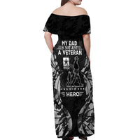 Veteran Fathers Day Off Shoulder Maxi Dress My Dad is Not Just a Veteran, He's My Hero - Wonder Print Shop